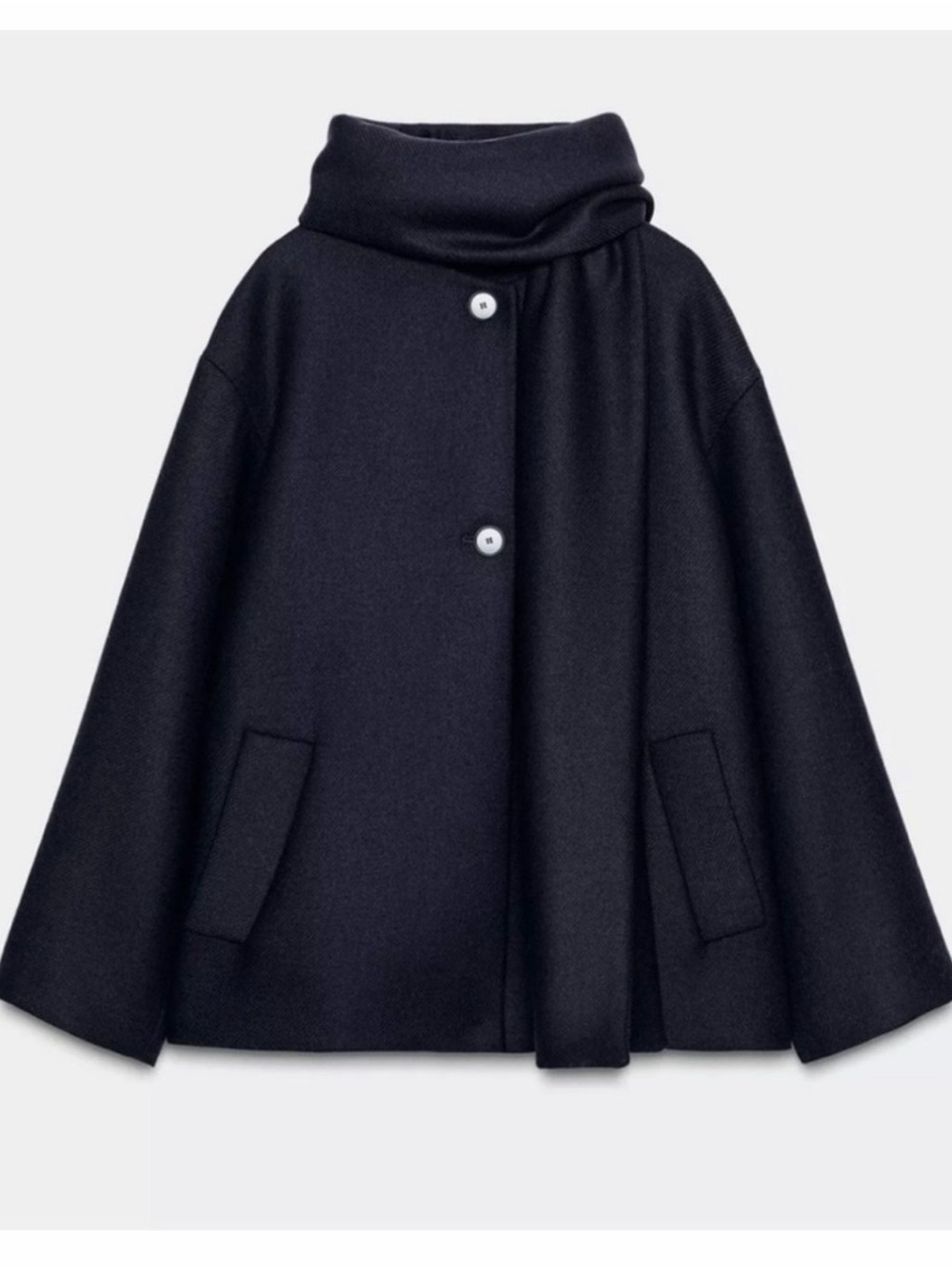 Zara nwot navy Scarf Collar Coat - Picture 4 of 4